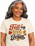 Fall-ing More in Love with Jesus — Christian Fall T-Shirt