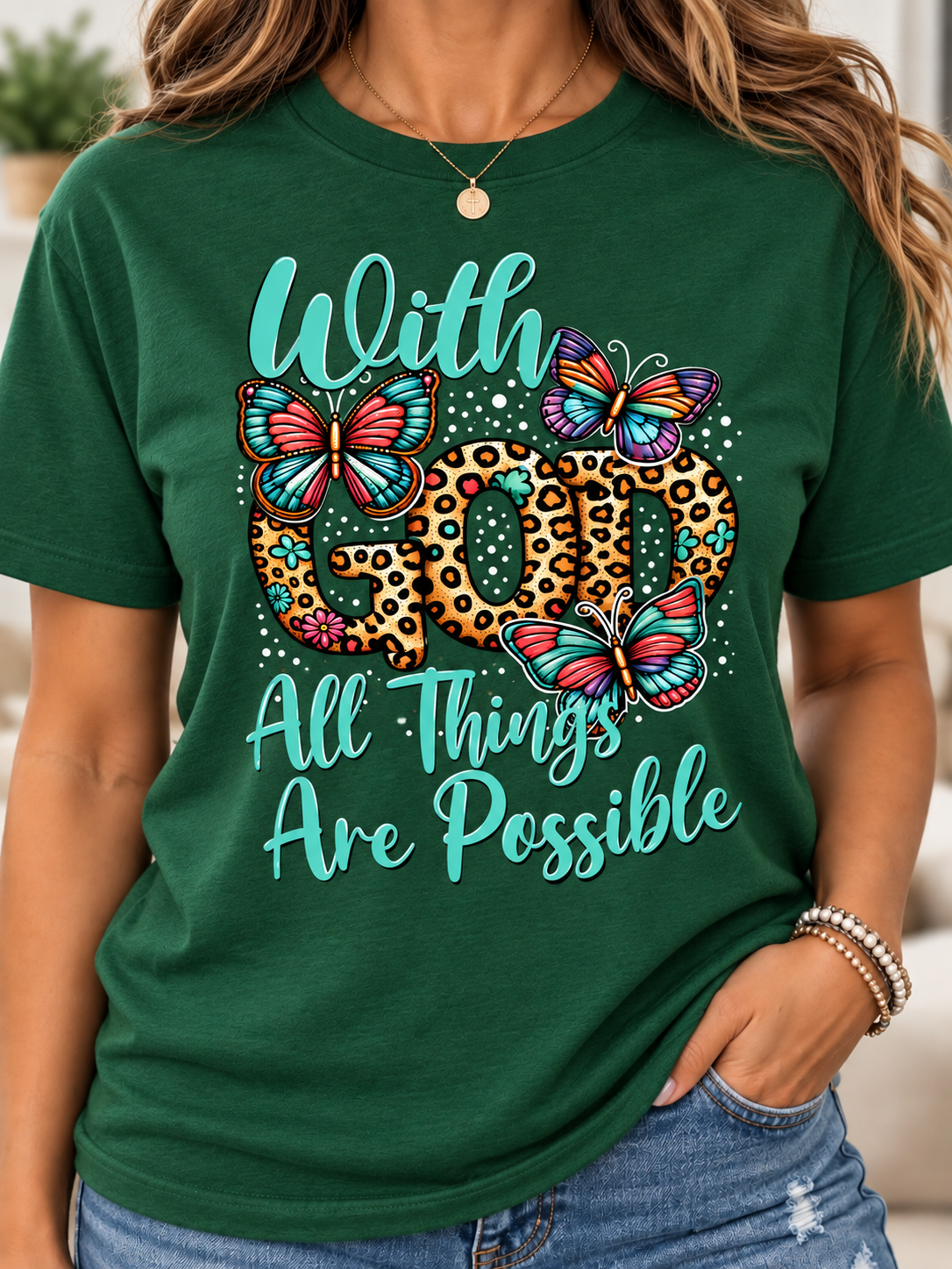 With God All Things Are Possible Christian Faith Tee