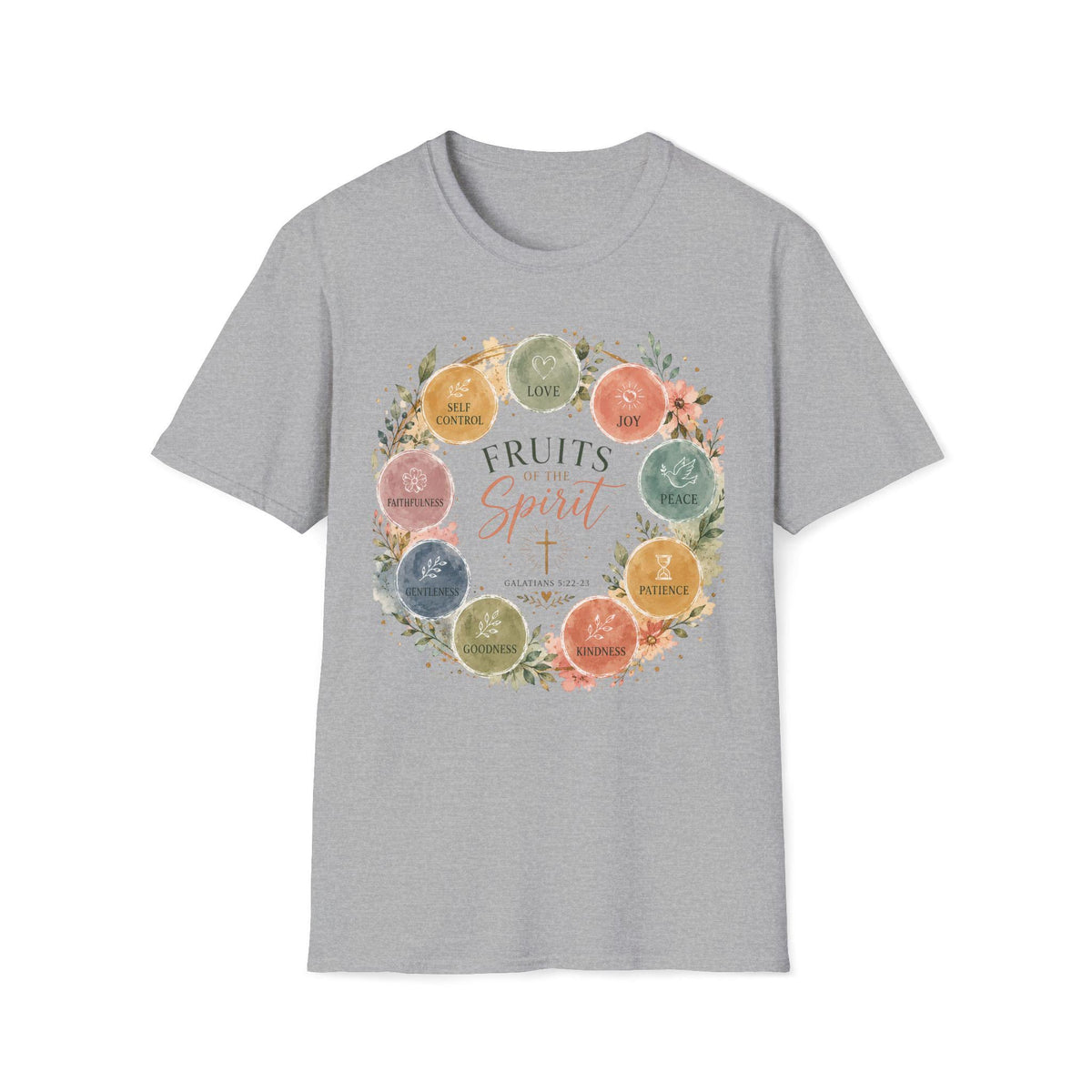 Fruits of the Spirit Christian T-Shirt, Galatians 5:22-23 Bible Verse Tee