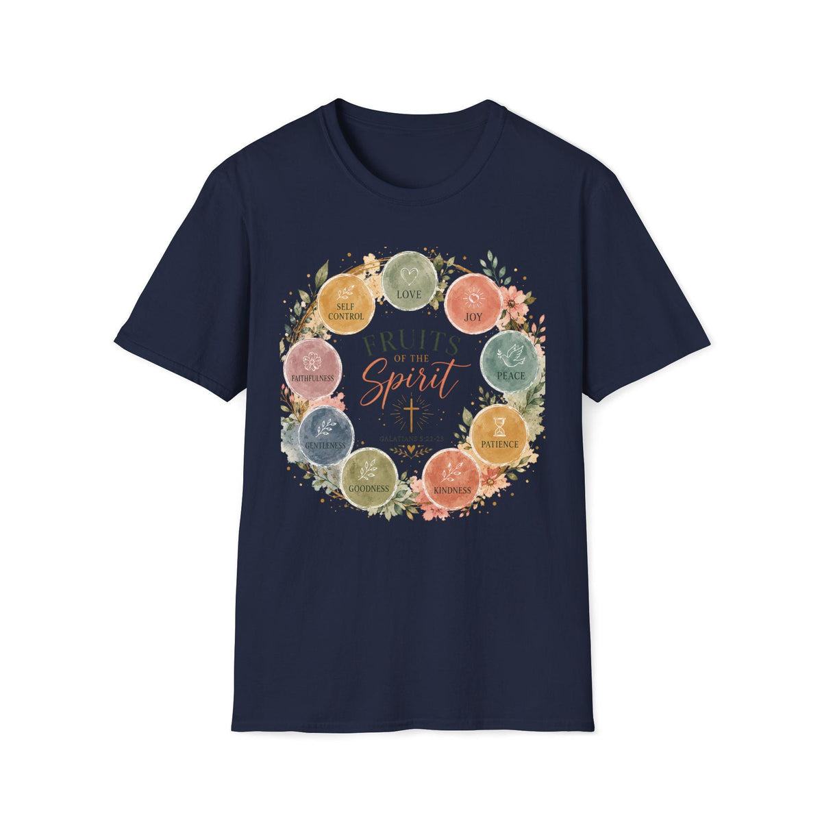 Fruits of the Spirit Christian T-Shirt, Galatians 5:22-23 Bible Verse Tee