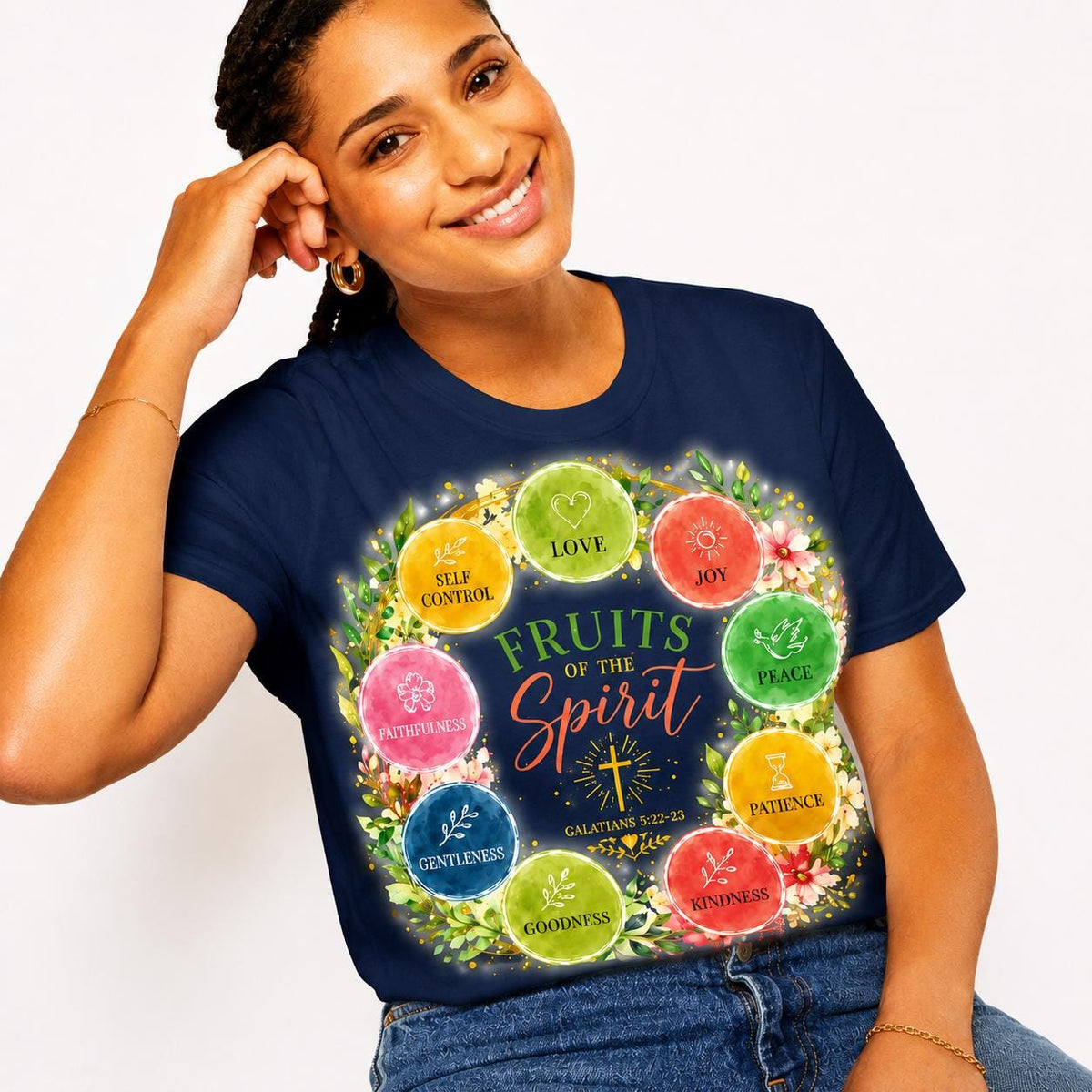 Fruits of the Spirit Christian T-Shirt, Galatians 5:22-23 Bible Verse Tee