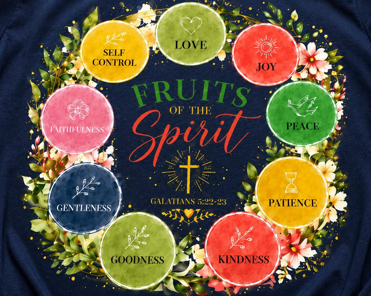 Fruits of the Spirit Christian T-Shirt, Galatians 5:22-23 Bible Verse Tee