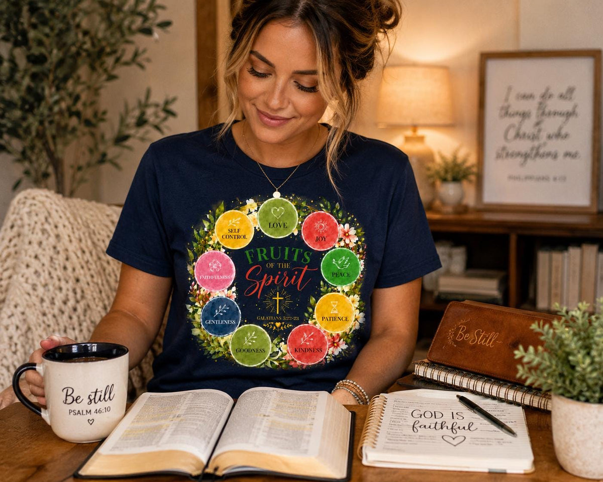 Fruits of the Spirit Christian T-Shirt, Galatians 5:22-23 Bible Verse Tee