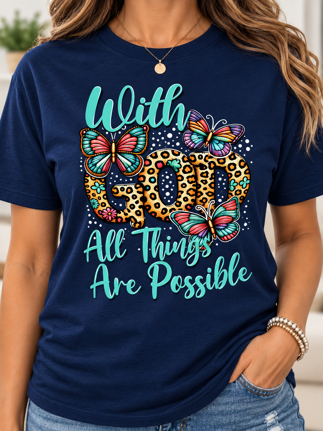 With God All Things Are Possible Christian Faith Tee